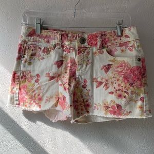 LC Lauren Conrad floral denim shorts